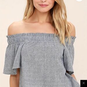 Lulus Seas the Day Off-Shoulder Striped Top